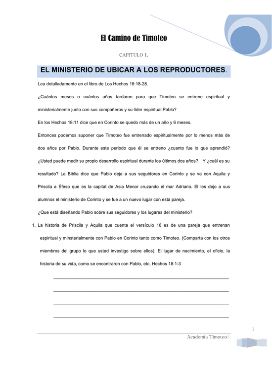 Inicio de Camino de Timoteo 3